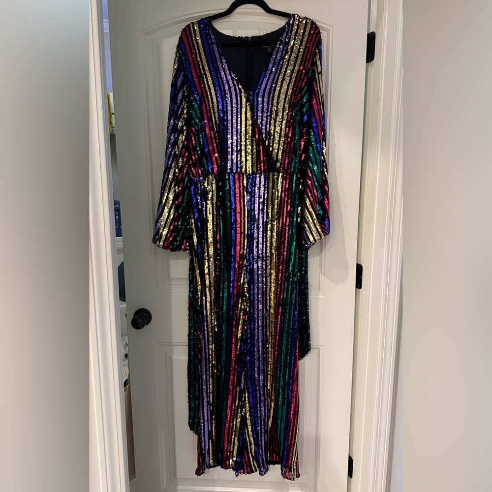 Eloquii Multicolor Stripe Sequin Jumpsuit - Picture 2 of 3